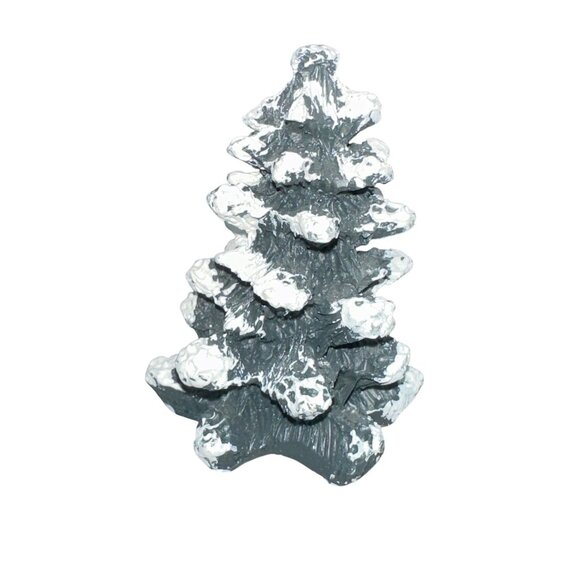 Vintage 1997 Village Square Pine Tree Covered in Snow Mervyns Christmas Holiday - Picture 4 of 6